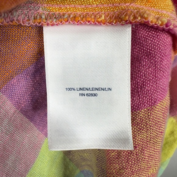 Lands' End Dress Women 2X Colorful Linen Plaid Check Gingham Coastal Cottagecore - Picture 7 of 9